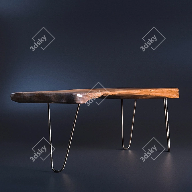 Brass-Edged Slab | Long Slab Table 3D model image 3