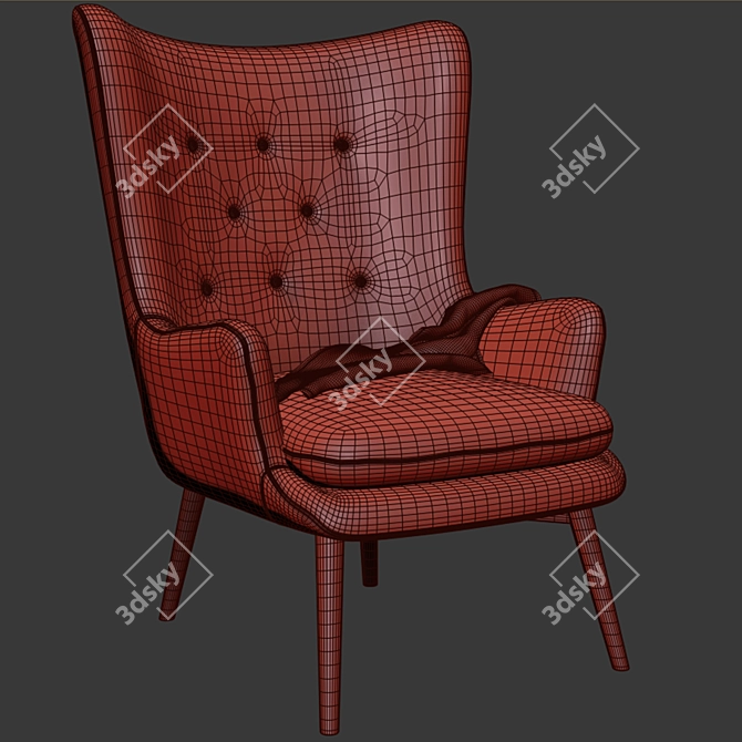 Elegant Aarmo Wing Chair 3D model image 3
