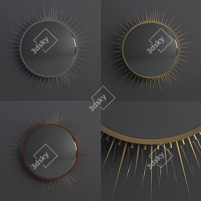 Explosion Mirror - Elegant Brass & Crystal Glass Design 3D model image 1