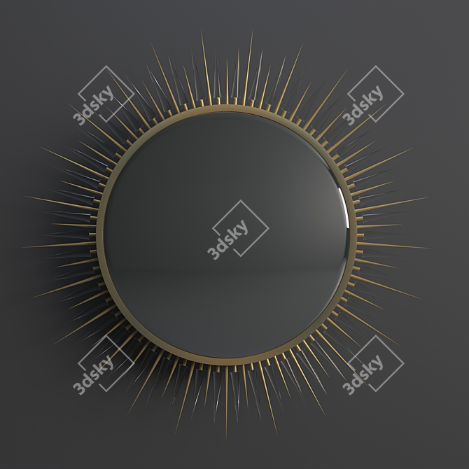 Explosion Mirror - Elegant Brass & Crystal Glass Design 3D model image 3