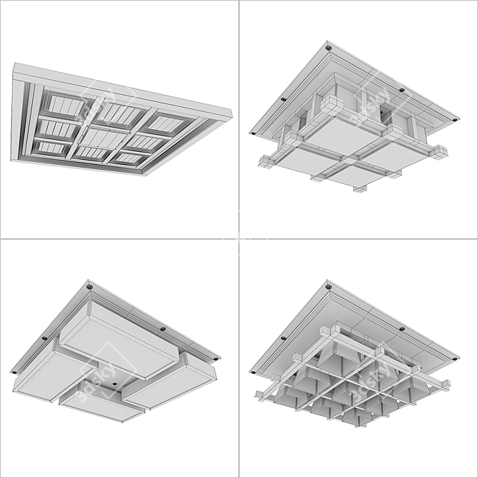 Wooden Ceiling Kit: Realistic Oak Texture & Modern Lighting 3D model image 3