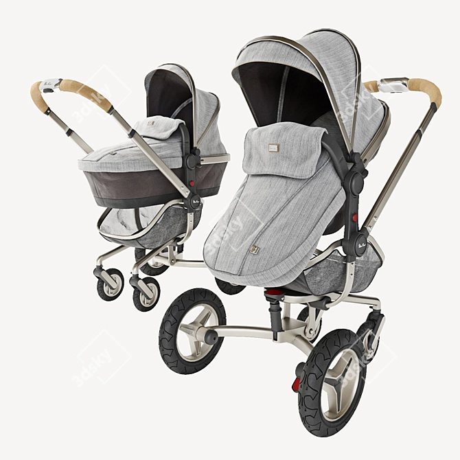 Timeless Elegance: Silver Cross Surf Stroller 3D model image 1