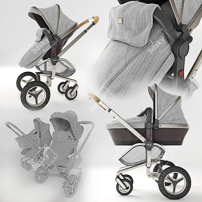 Timeless Elegance: Silver Cross Surf Stroller 3D model image 2