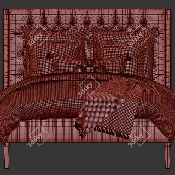 Sleek Broderick Tufted Bed 3D model image 3