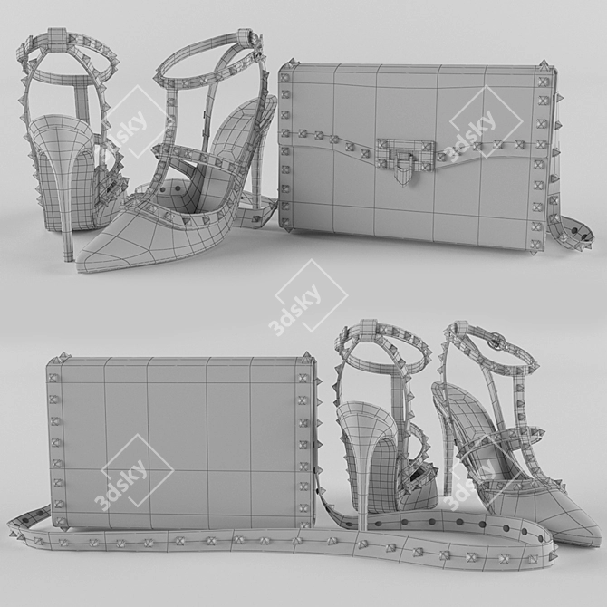 Valentino Rockstud Collection: Pumps & Shoulder Bag 3D model image 2