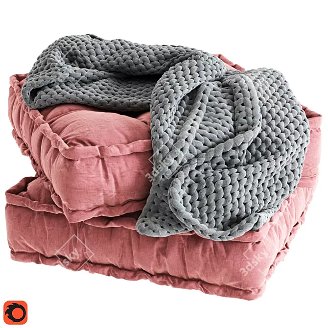 Cozy Knit Futton Pillow 3D model image 1