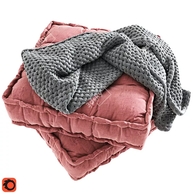 Cozy Knit Futton Pillow 3D model image 2