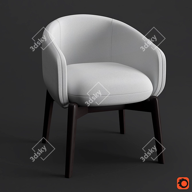 Lunar Dream: Fabric, Wood & Metal Chair 3D model image 1