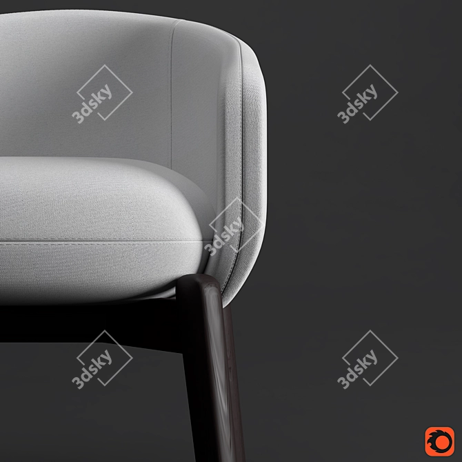 Lunar Dream: Fabric, Wood & Metal Chair 3D model image 2