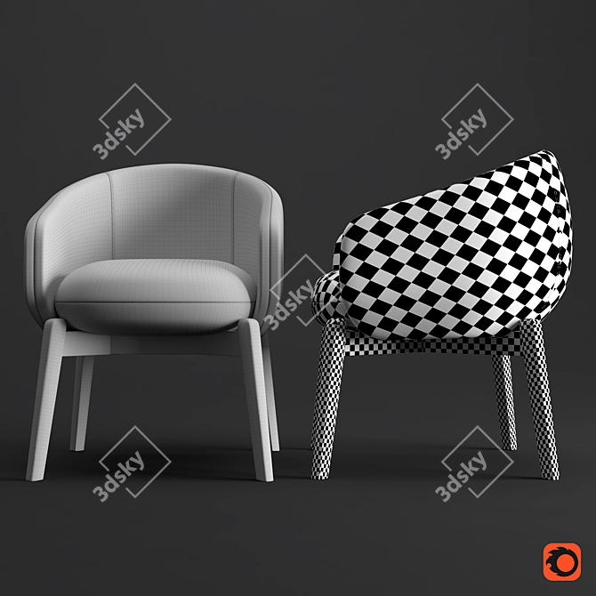 Lunar Dream: Fabric, Wood & Metal Chair 3D model image 3