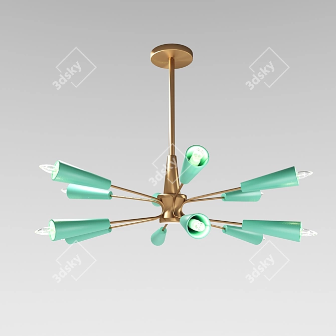 Turquoise Modern Metal Chandelier 3D model image 1