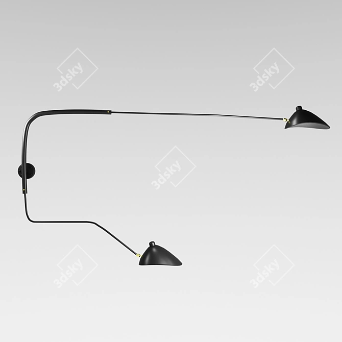 Industrial Black Metal Sconce Mouille 3D model image 1