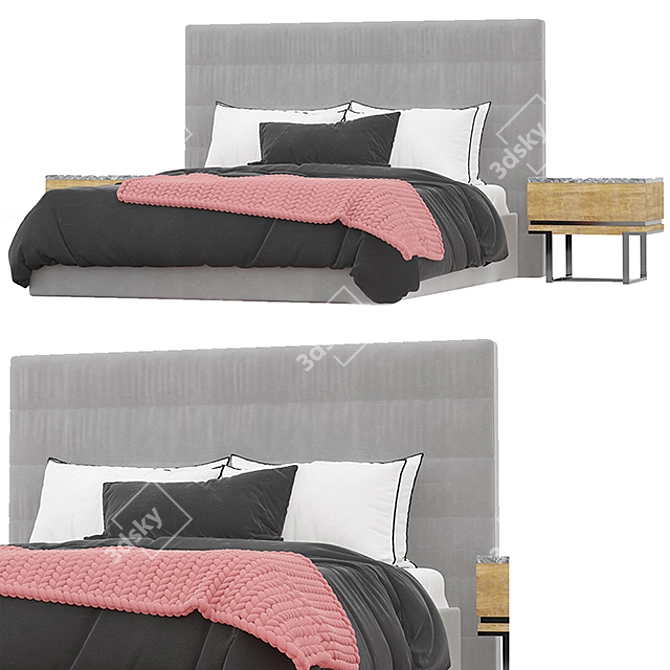 Elegant Bed Stripping Design 3D model image 1