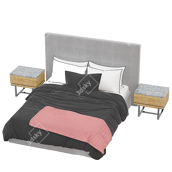 Elegant Bed Stripping Design 3D model image 2