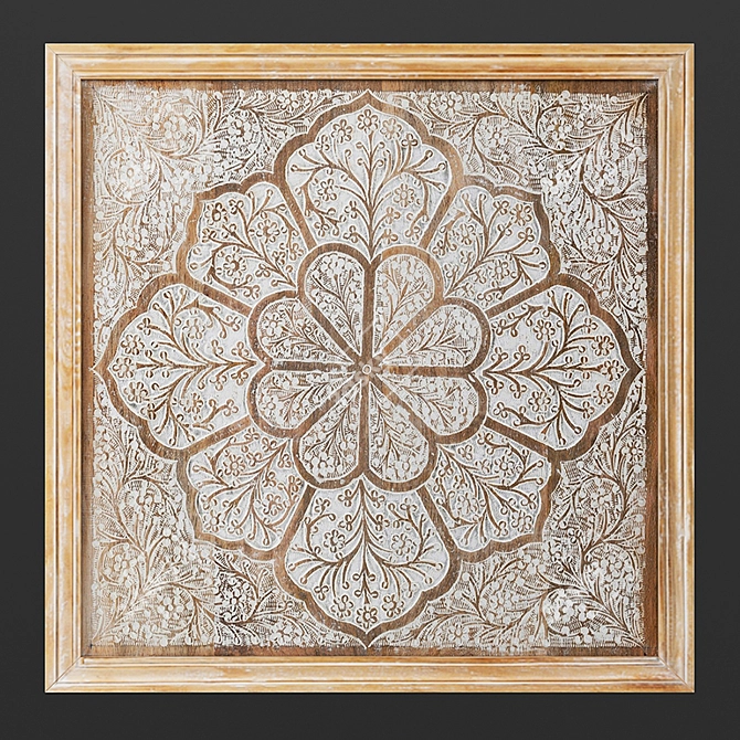 Hand-Carved Wood Floral Wall Art 3D model image 1