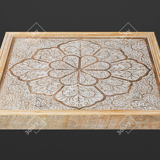 Hand-Carved Wood Floral Wall Art 3D model image 3