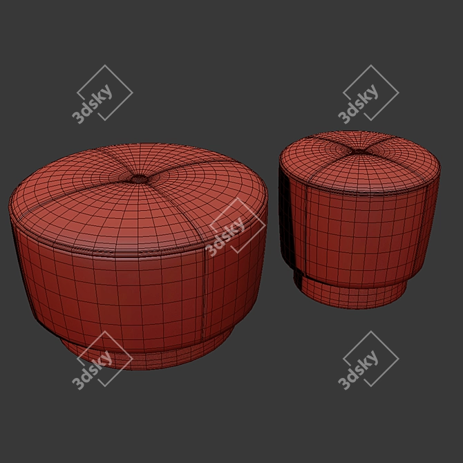 Sophisticated Minotti Jacques Poufs Set 3D model image 3