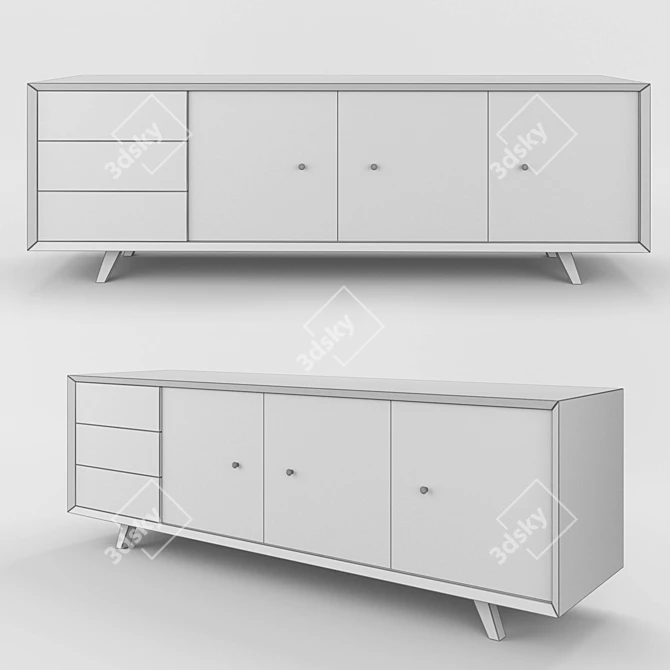 Elegant Granada Buffet, 3 Doors 3D model image 2