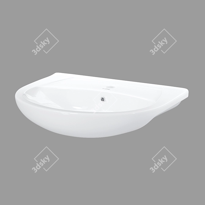 ERI65 Inset Sink: Stylish White Basin 3D model image 1