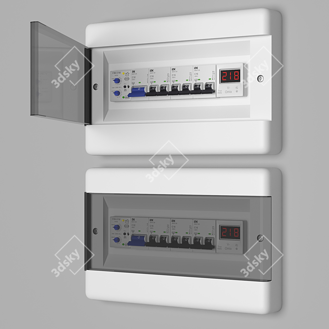 Relay Control Electrical Board with Voltmeter 3D model image 1