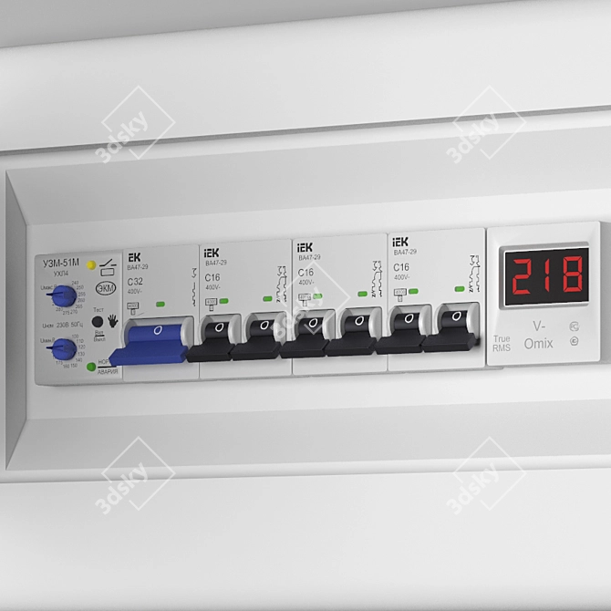 Relay Control Electrical Board with Voltmeter 3D model image 2