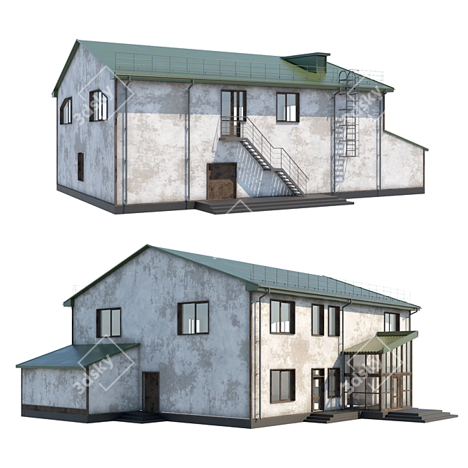 Vintage Commercial Building 3D model image 1