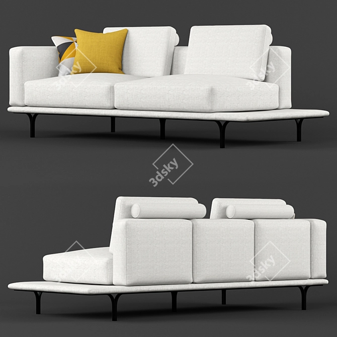 Elegant Nocelle 3 Seater Sofa Set 3D model image 2