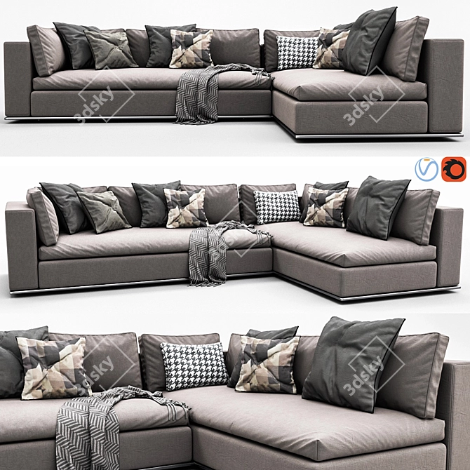 Minimalistic Hamilton Sofa Set 3D model image 1