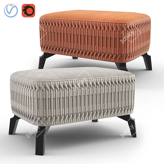 Modern Velvet Flame Bench by Memoir 3D model image 1