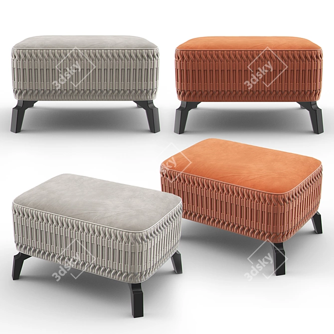 Modern Velvet Flame Bench by Memoir 3D model image 2