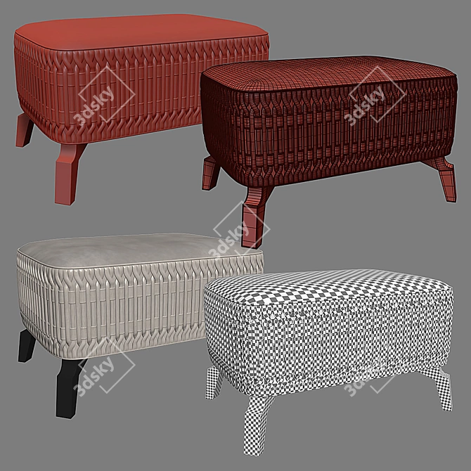 Modern Velvet Flame Bench by Memoir 3D model image 3