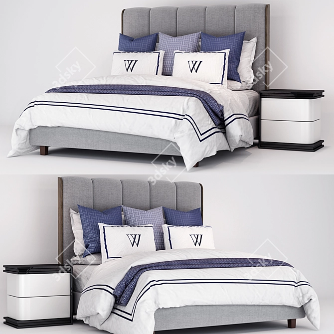 Sleek Dream Modern Bed 3D model image 1