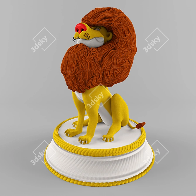 Roaring Circus Lion Figurine 3D model image 1