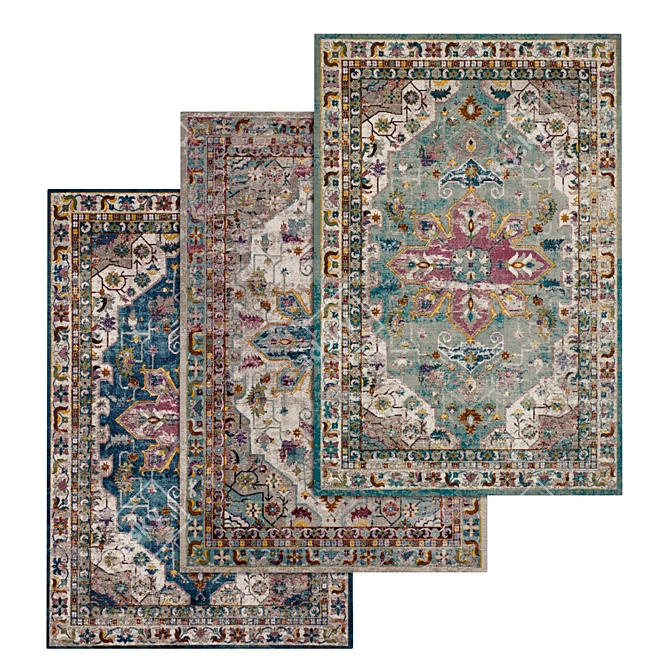 Elegant Carpet Set 8 - High-Quality Textures 3D model image 1
