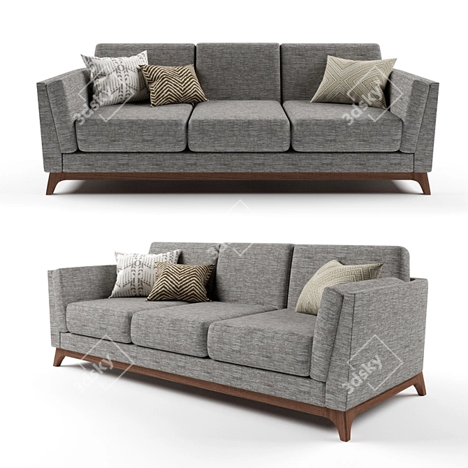 Volcanic Gray Sofa: Modern and Comfortable 3D model image 1