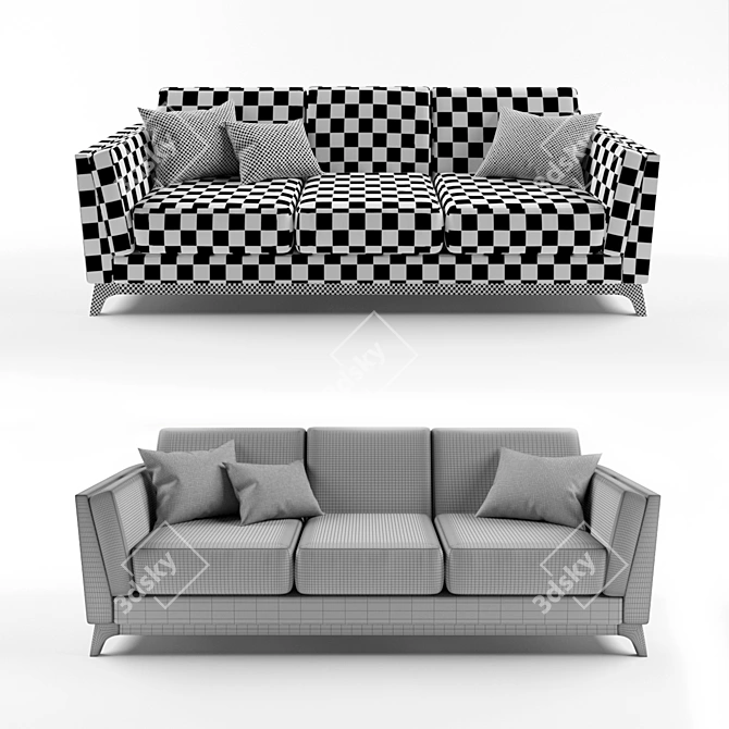 Volcanic Gray Sofa: Modern and Comfortable 3D model image 2