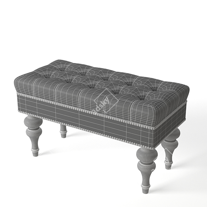 Luxurious Handcrafted Gray Velvet Banquette: Barlett 3D model image 2