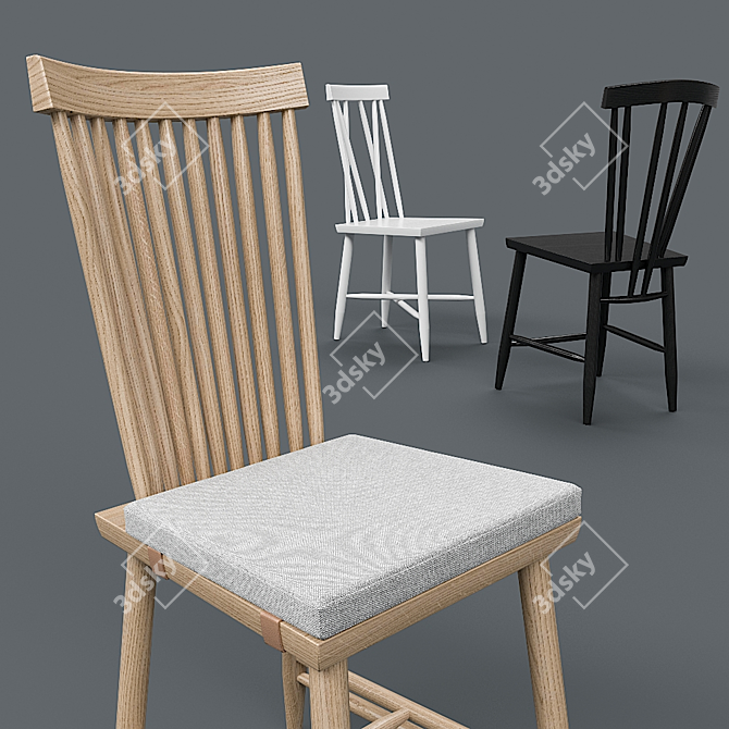 Stylish Family Chairs: Scandinavian Design 3D model image 2