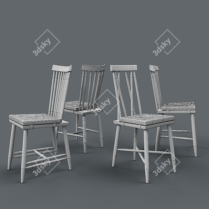 Stylish Family Chairs: Scandinavian Design 3D model image 3