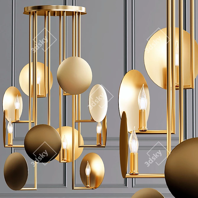 Elegant Brass Ceiling Lamp 3D model image 1