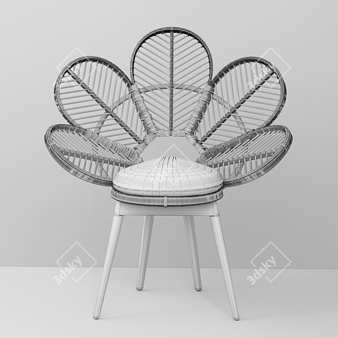 Pastel Peacock Chair - Kid's Floral Throne 3D model image 3