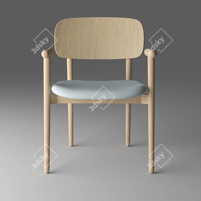 Elegant Ash Wood Chair 3D model image 1