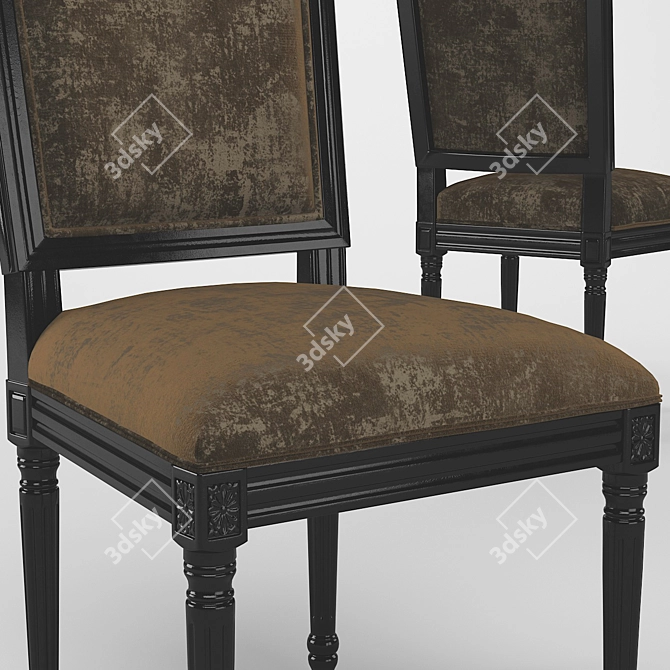 French Style Dining Chair 19: Elegant and Classic 3D model image 2
