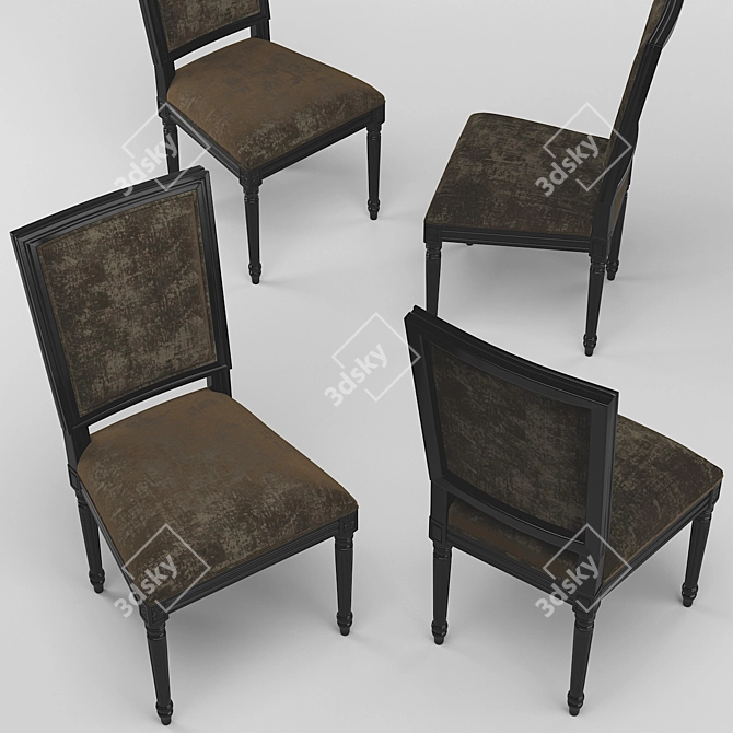 French Style Dining Chair 19: Elegant and Classic 3D model image 3