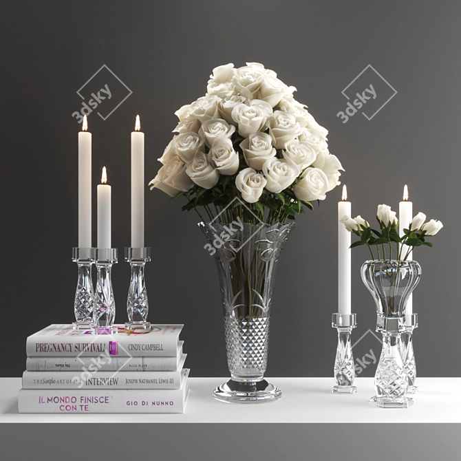 Eternal Love Set - Candle & Roses 3D model image 1