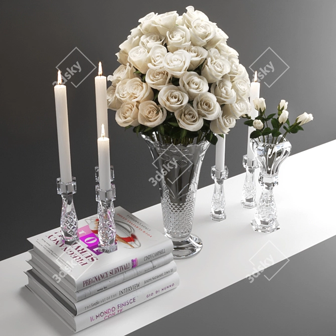 Eternal Love Set - Candle & Roses 3D model image 2