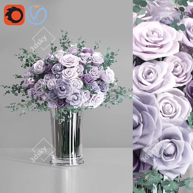 Lavender Climbing Blue Moon Roses 3D model image 1