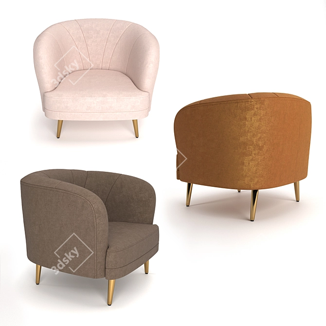 Luxury Velvet Armchair LEONE 3D model image 2