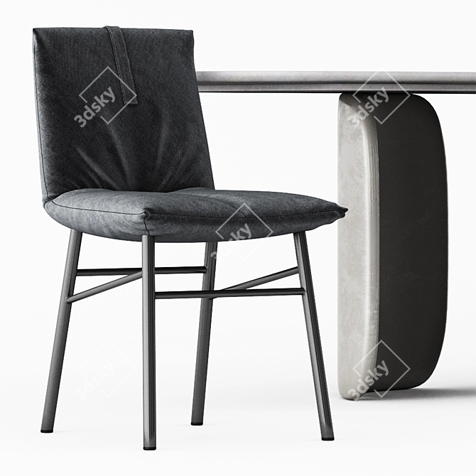 Sleek PIL Chair & MELLOW Table 3D model image 2