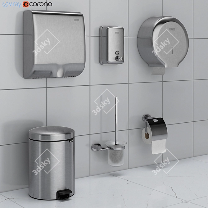 Bathroom Set 43: Ravak, Brabantia, BXG 3D model image 1